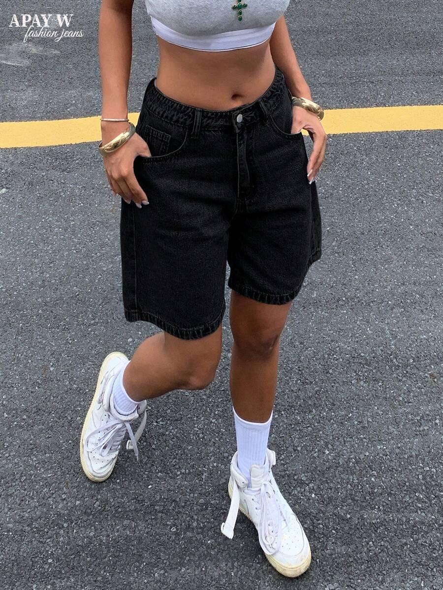 CZARNE SPODENKI JEANS
