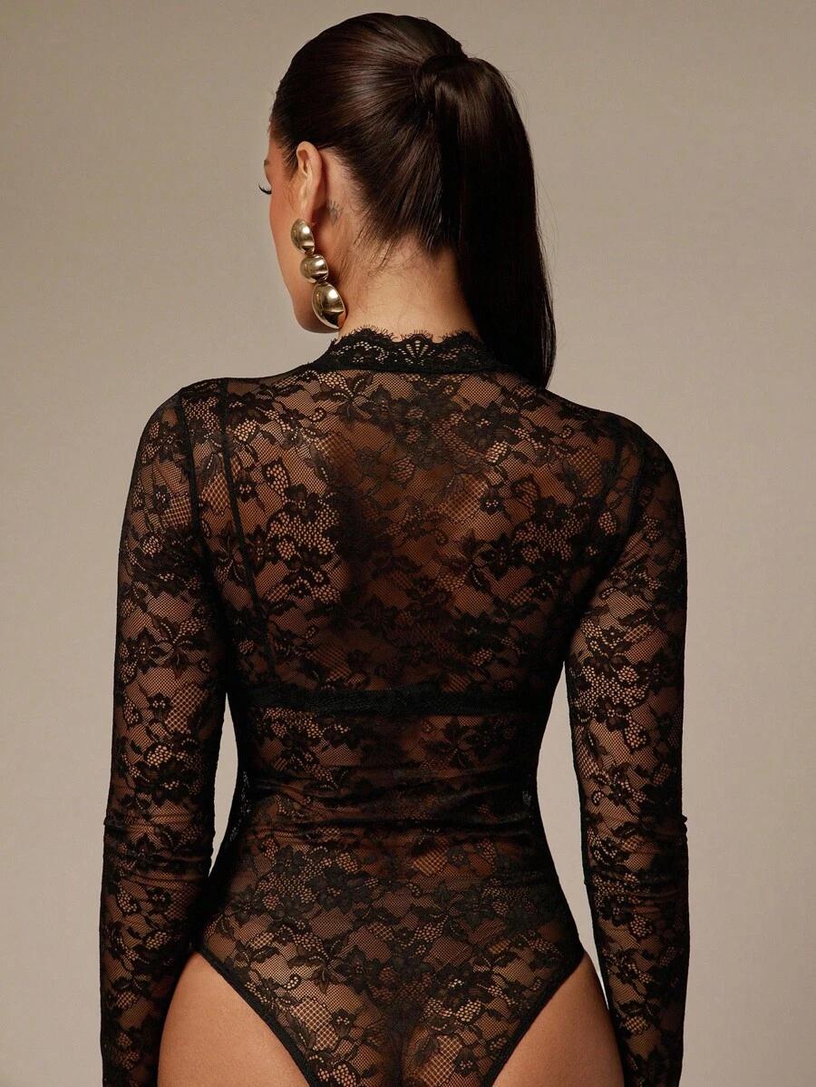 CZARNE KORONKOWE BODY