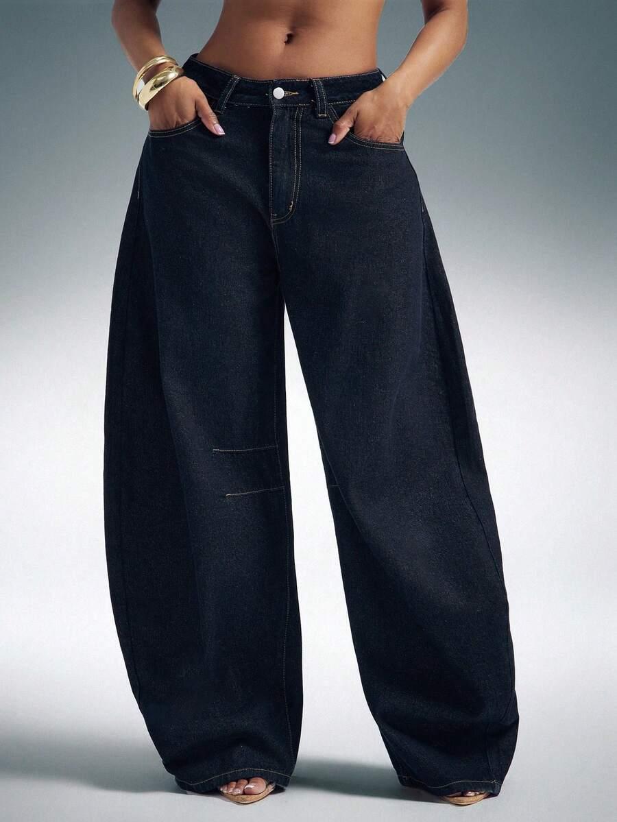 GRANATOWE SPODNIE JEANS