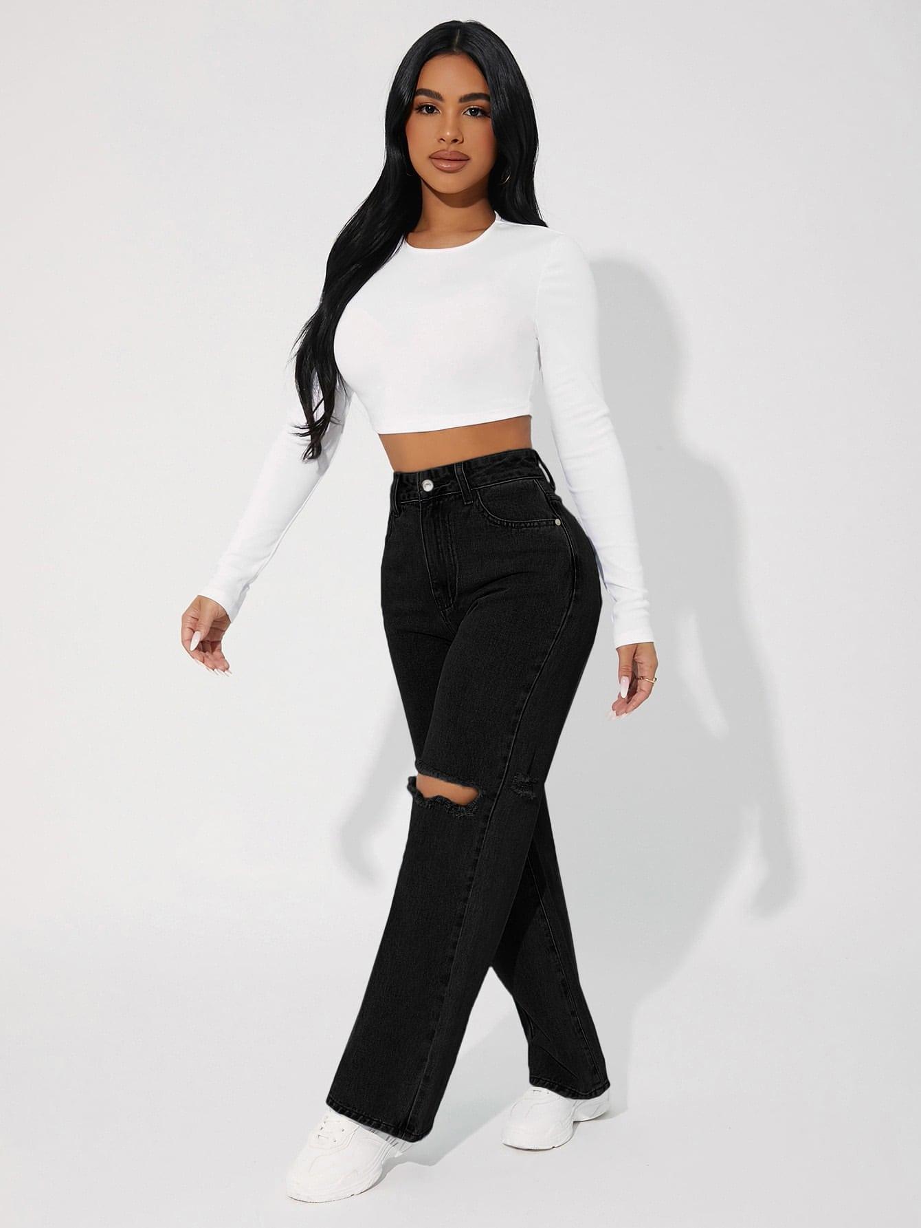 CZARNE SPODNIE JEANS