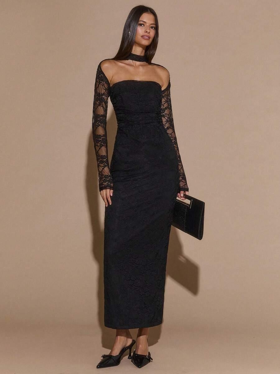 CZARNA MAXI SUKIENKA