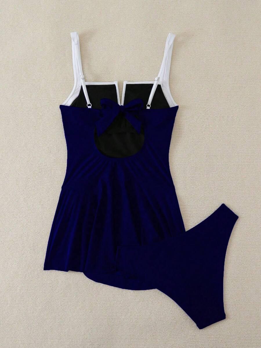 GRANATOWY DWUCZĘŚCIOWY STRÓJ KĄPIELOWY