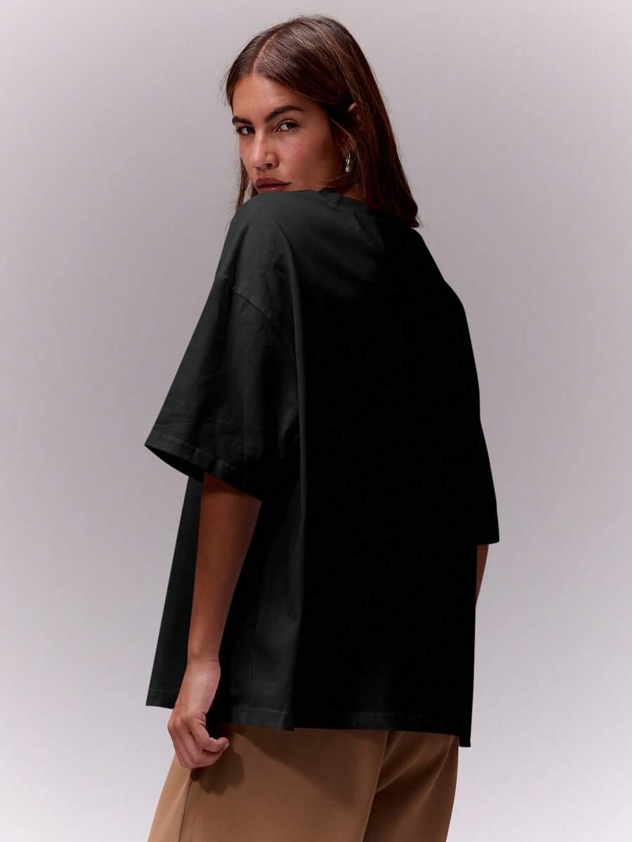 CZARNY T-SHIRT OVERSIZE