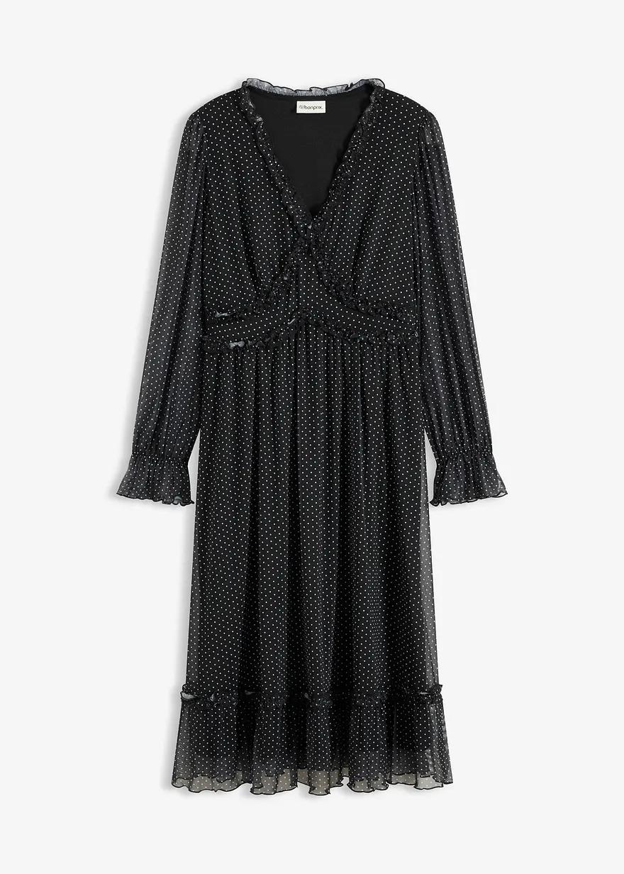 SUKIENKA KOKTAJLOWA W GROSZKI PLUS SIZE 
