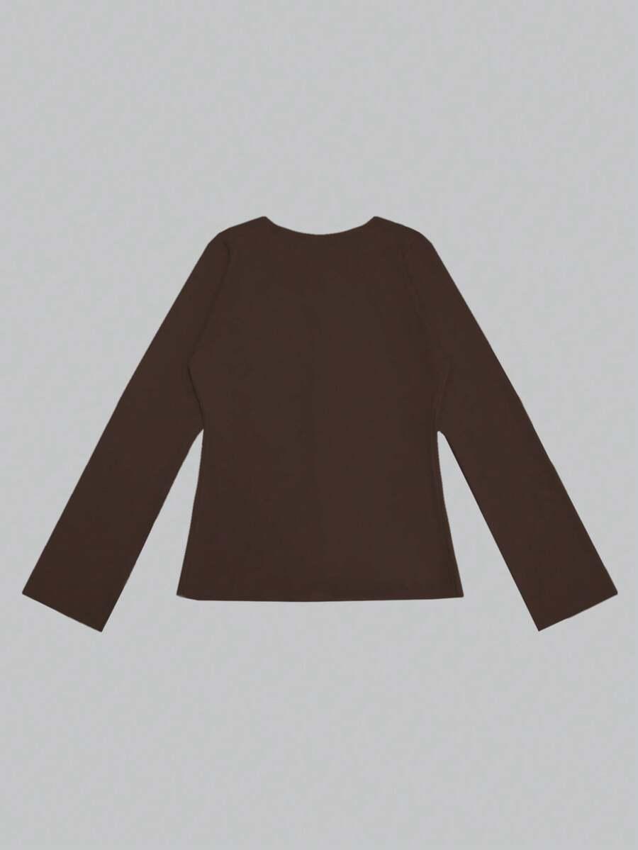 BRĄZOWY SWETER GUZIKI