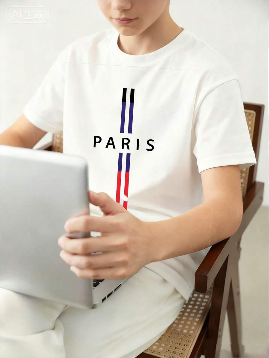 t-shirt okrągły dekolt nadruk
