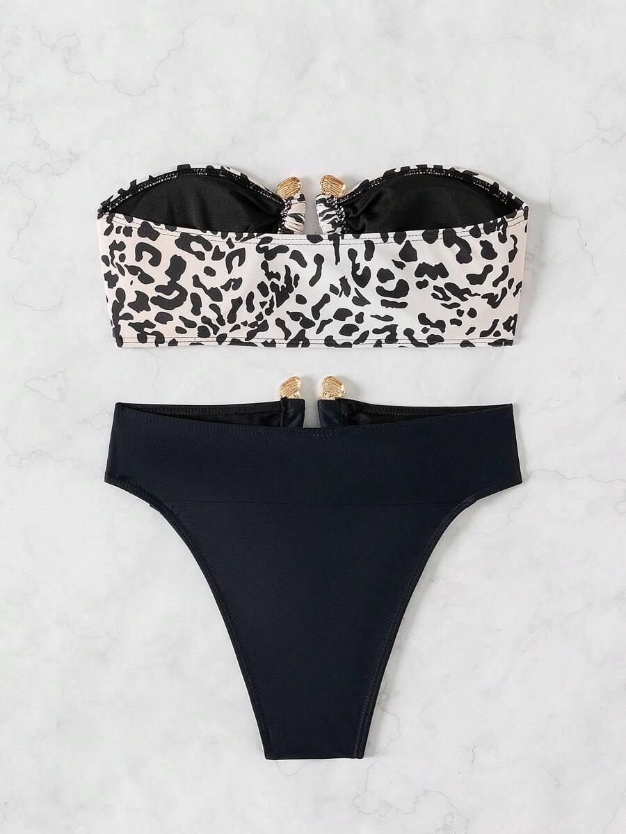 dwuczęściowy strój kąpielowy animal print