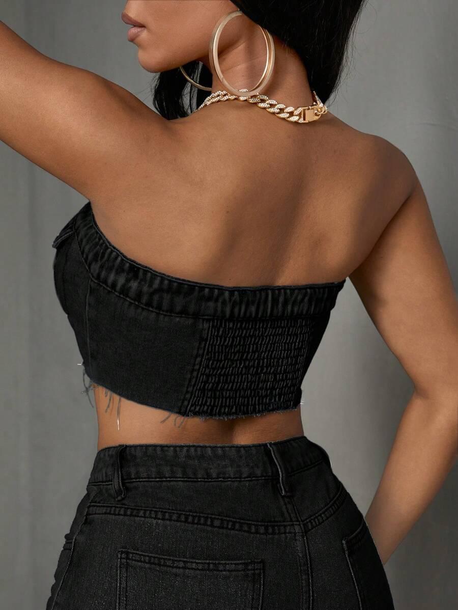 CZARNY TOP JEANS