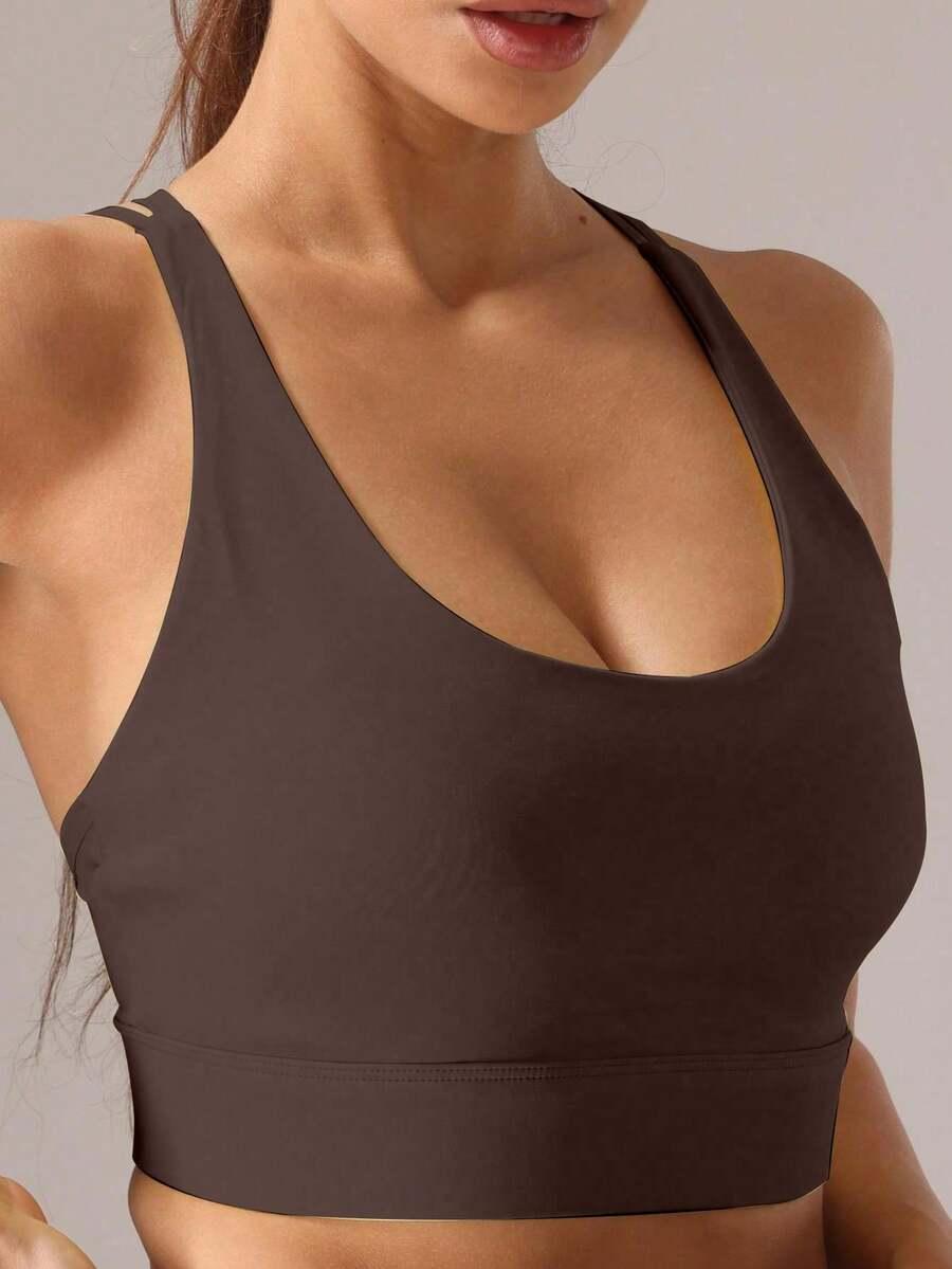 brązowy top sportowy basic
