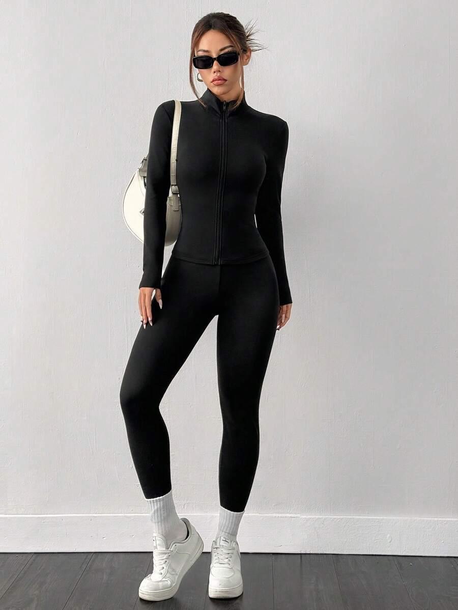 CZARNE OCIEPLANE LEGGINSY