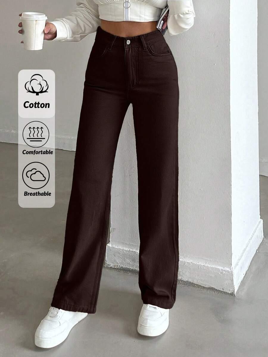BRĄZOWE SPODNIE JEANS