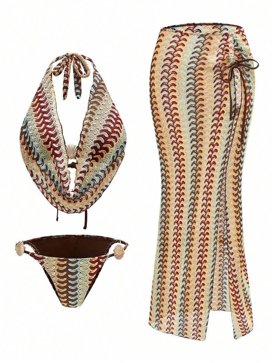 komplet dwuczęściowy strój kąpielowy sarong