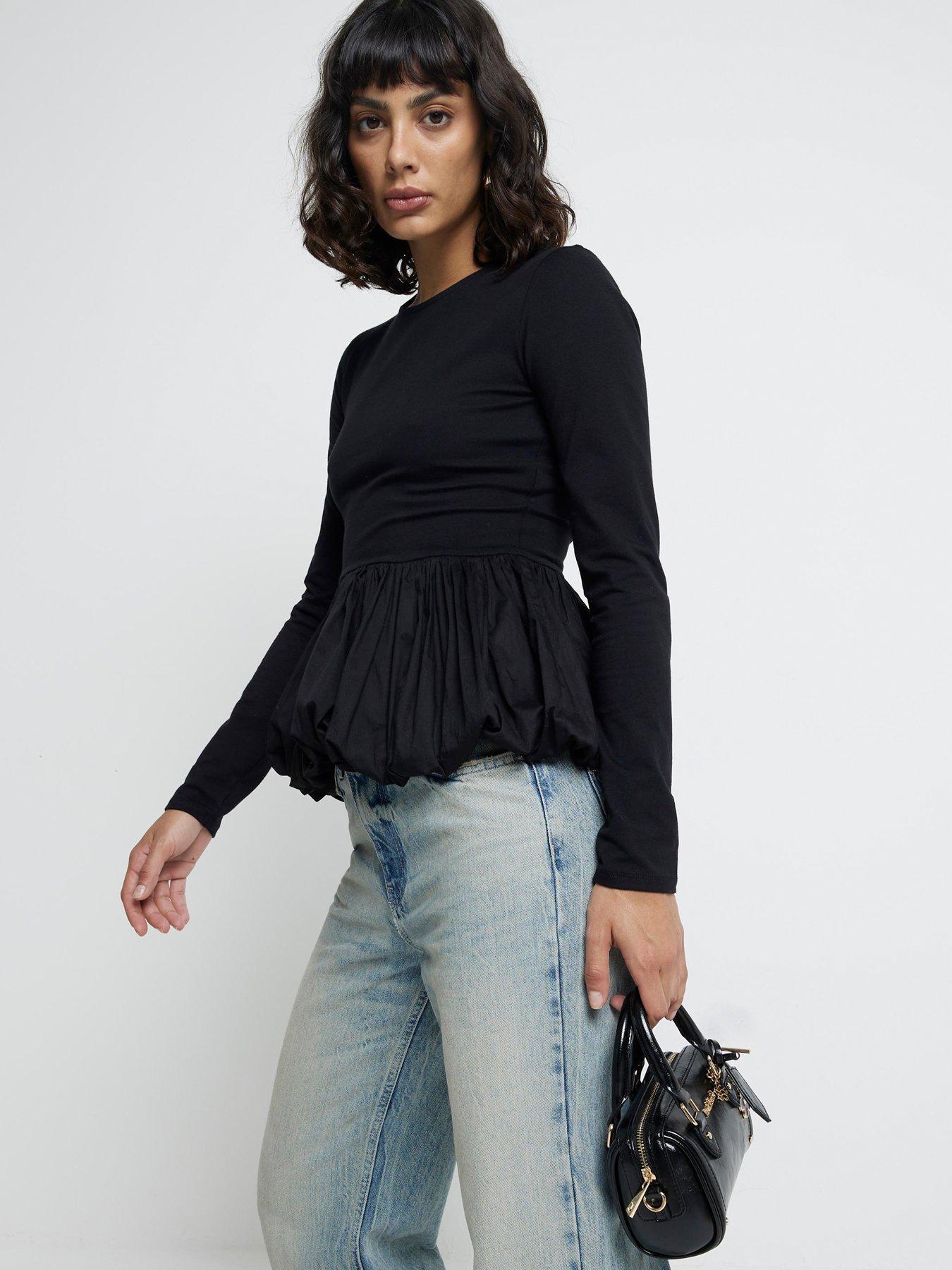 RIVER ISLAND BLUZKA Z BUFIASTĄ BASKINKĄ