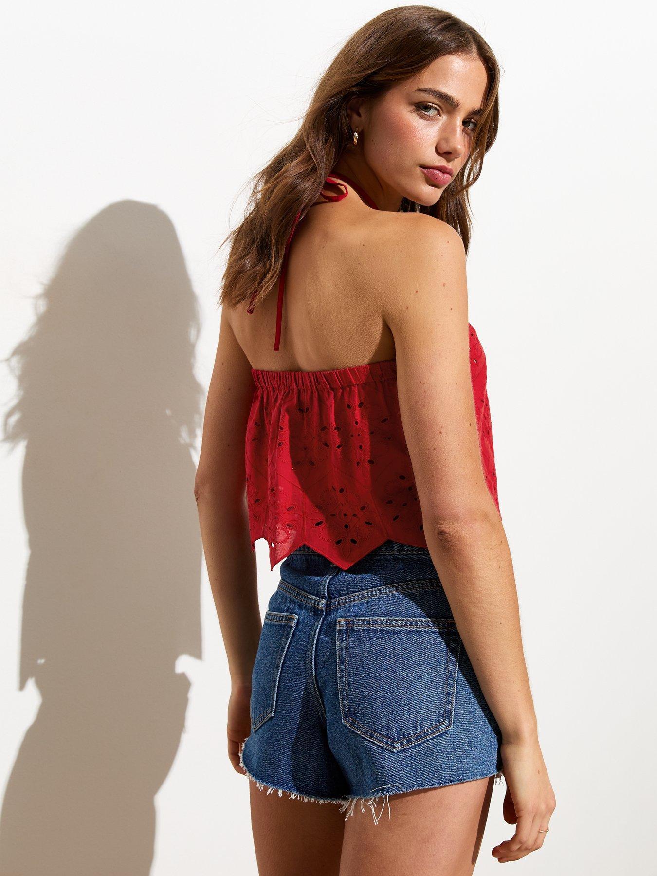 NEW LOOK AŻUROWY TOP TYLU HALTER