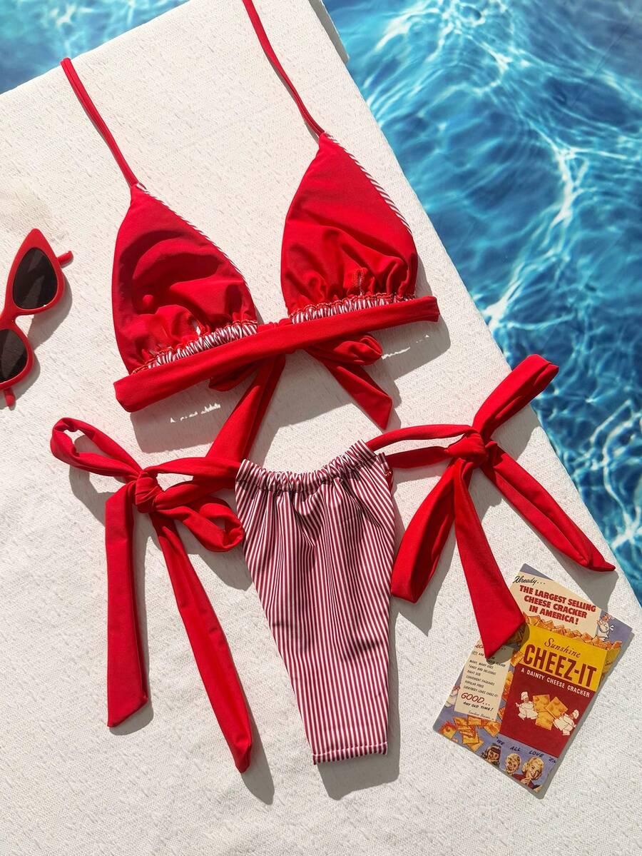 KOMPLET BIKINI W PASKI WIĄZANY