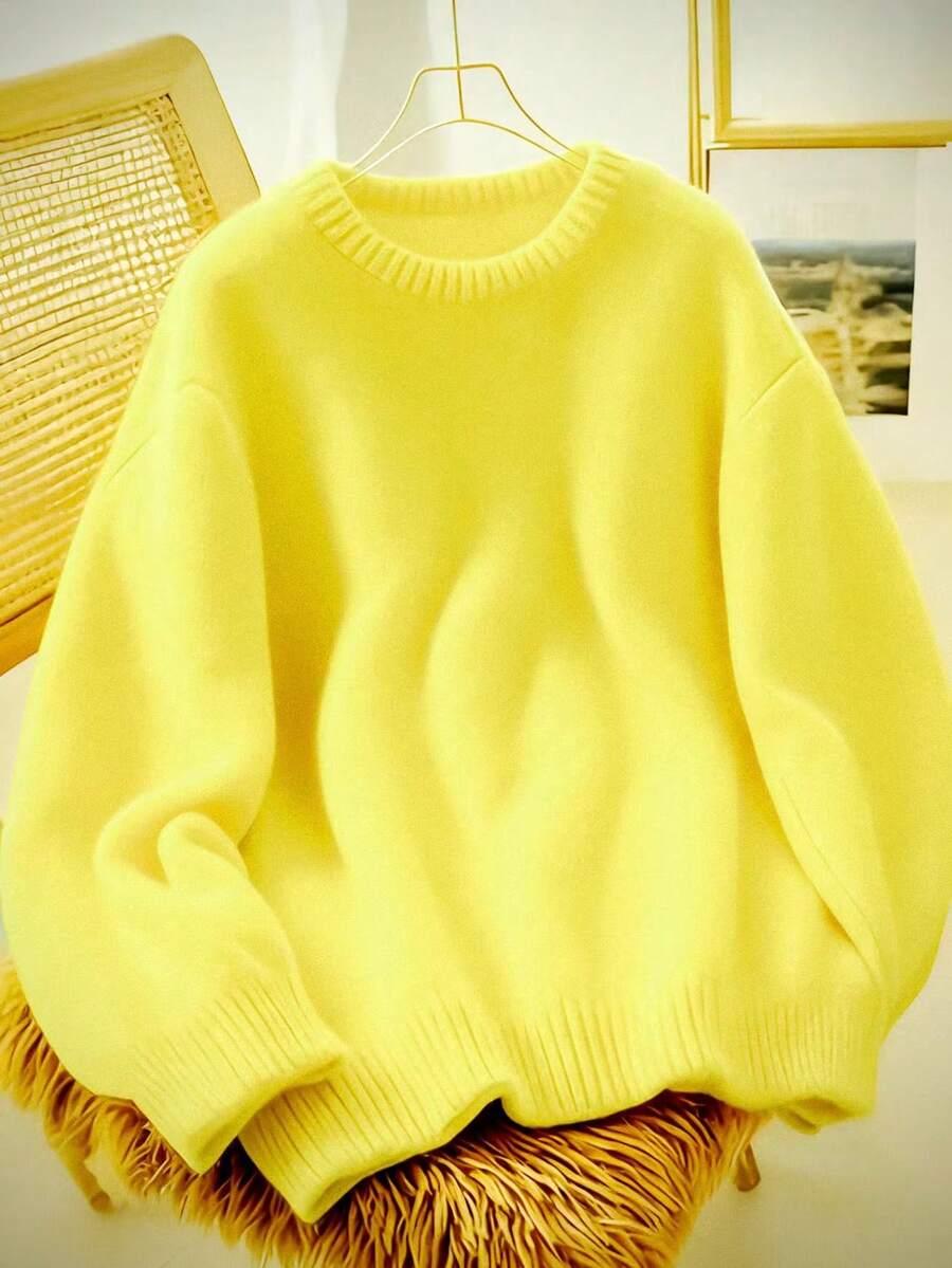 ŻÓŁTY SWETER DŁUGI RĘKAW