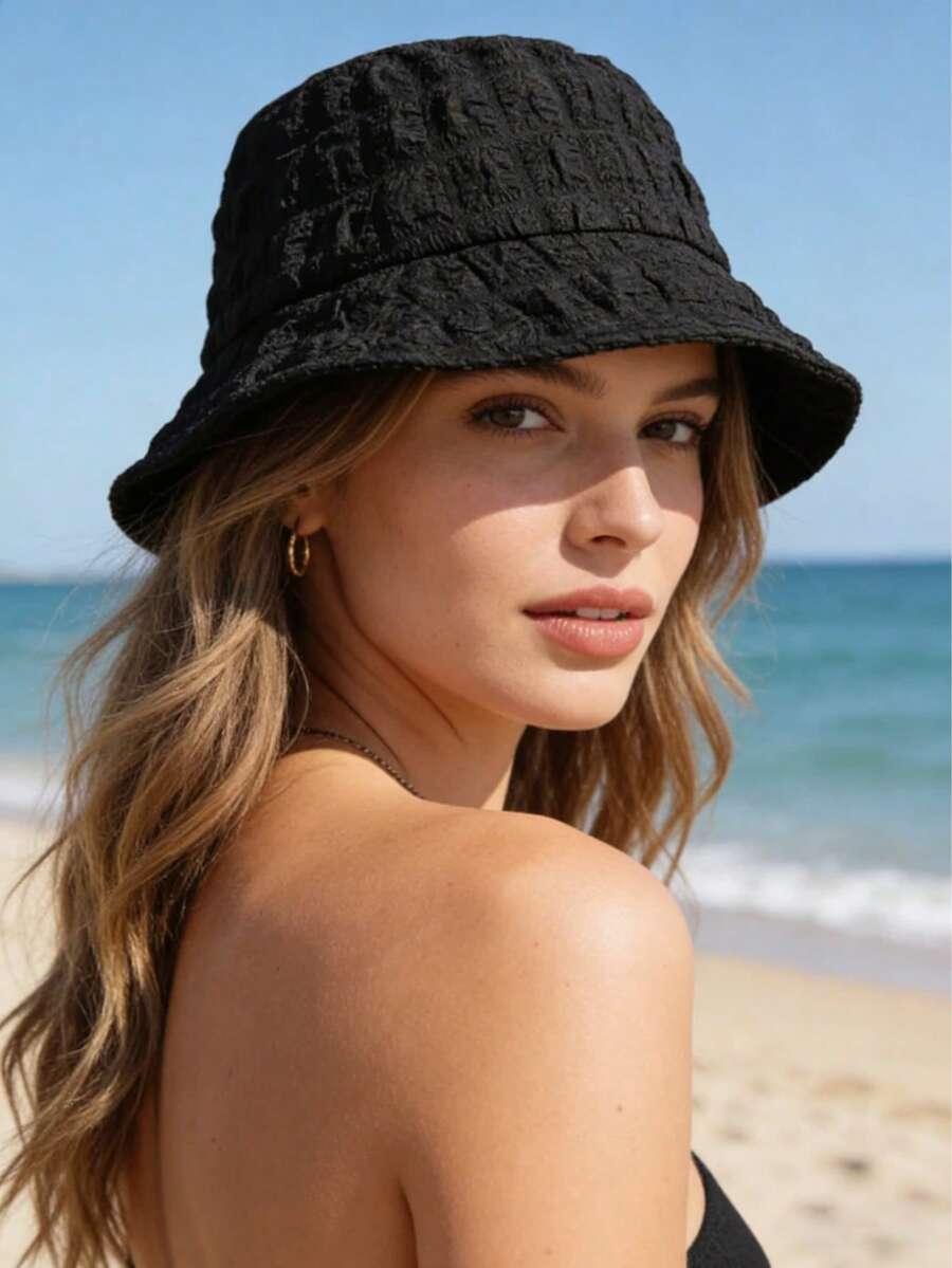 czarna czapka bucket