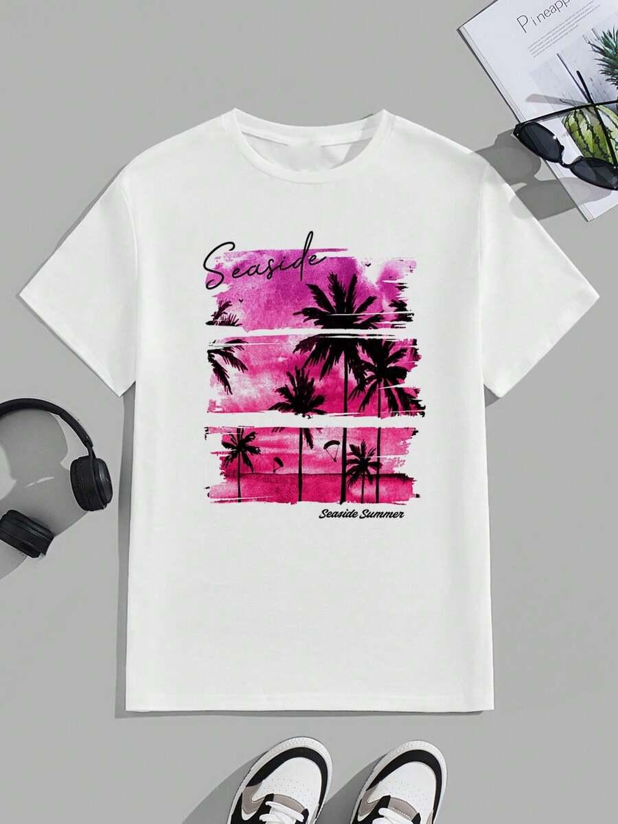 biały t-shirt print