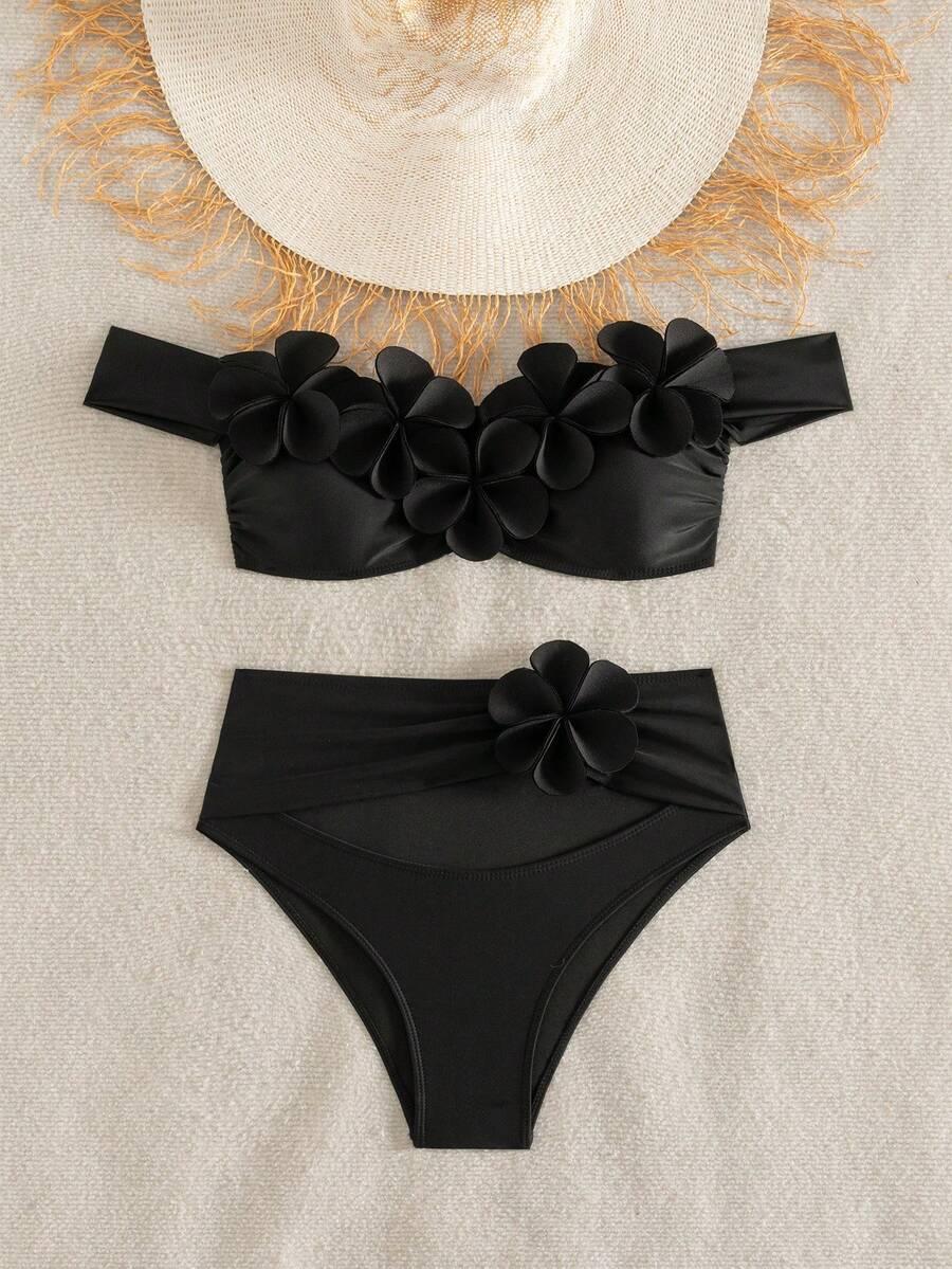 DWUCZĘŚCIOWE BIKINI KWIATY 3D