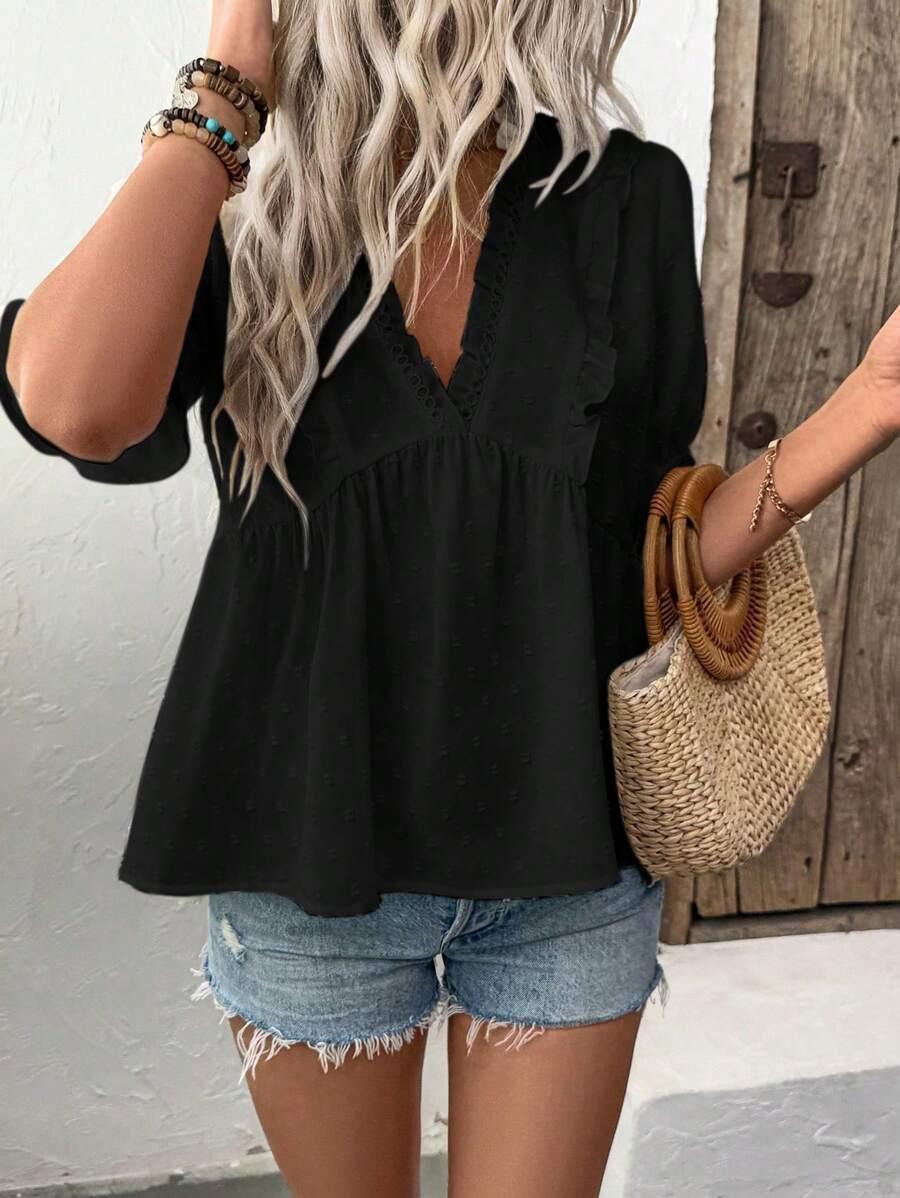 CZARNA BLUZKA V NECK