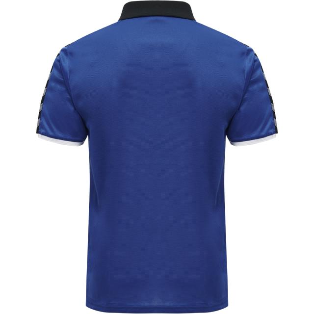 niebieska sportowa koszulka polo logo krótki rękaw