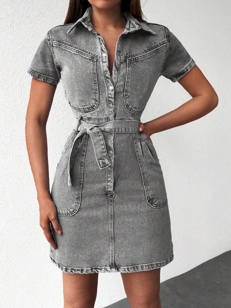 szara mini sukienka jeans