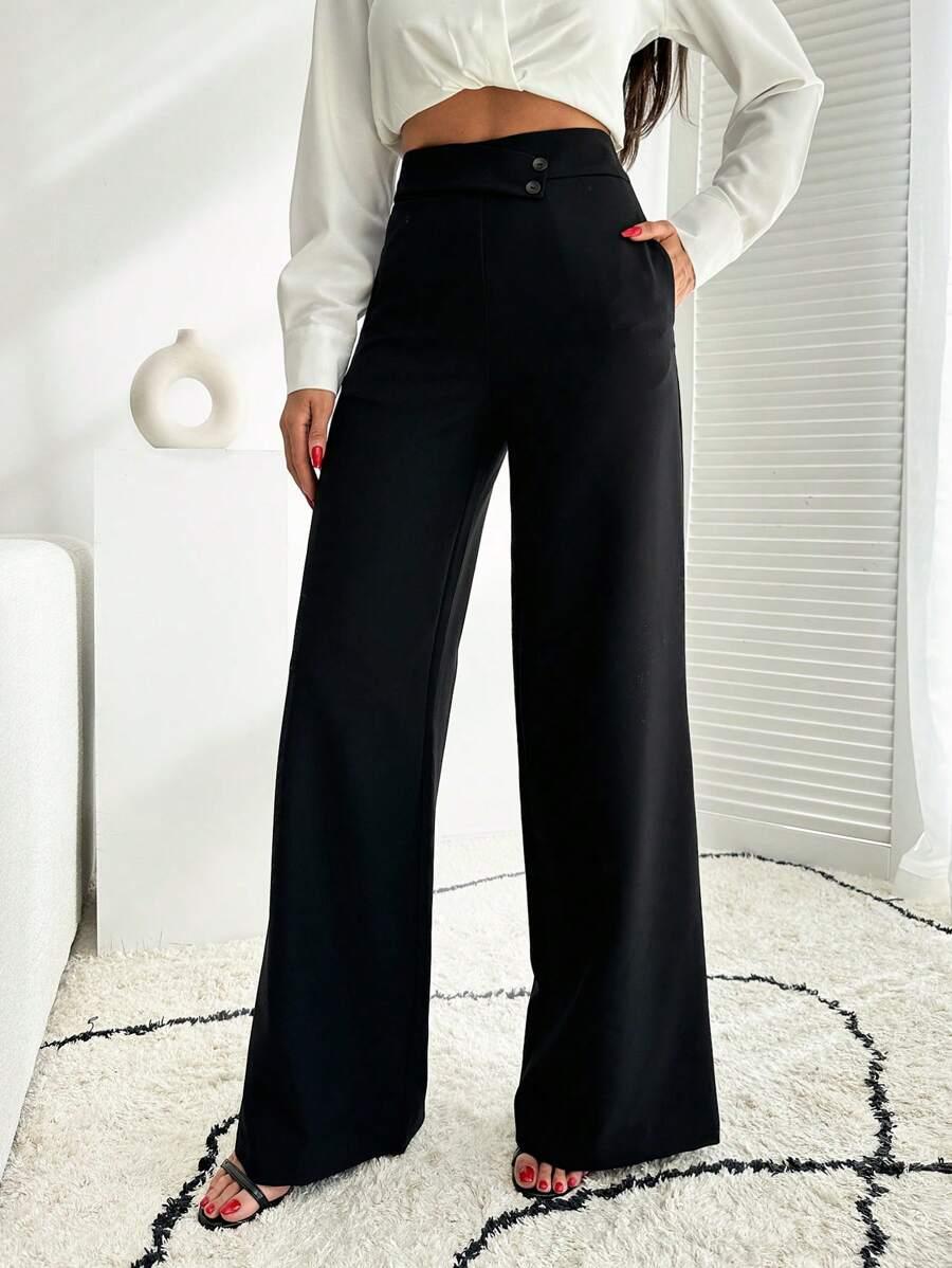 CZARNE ELEGANCKIE SPODNIE