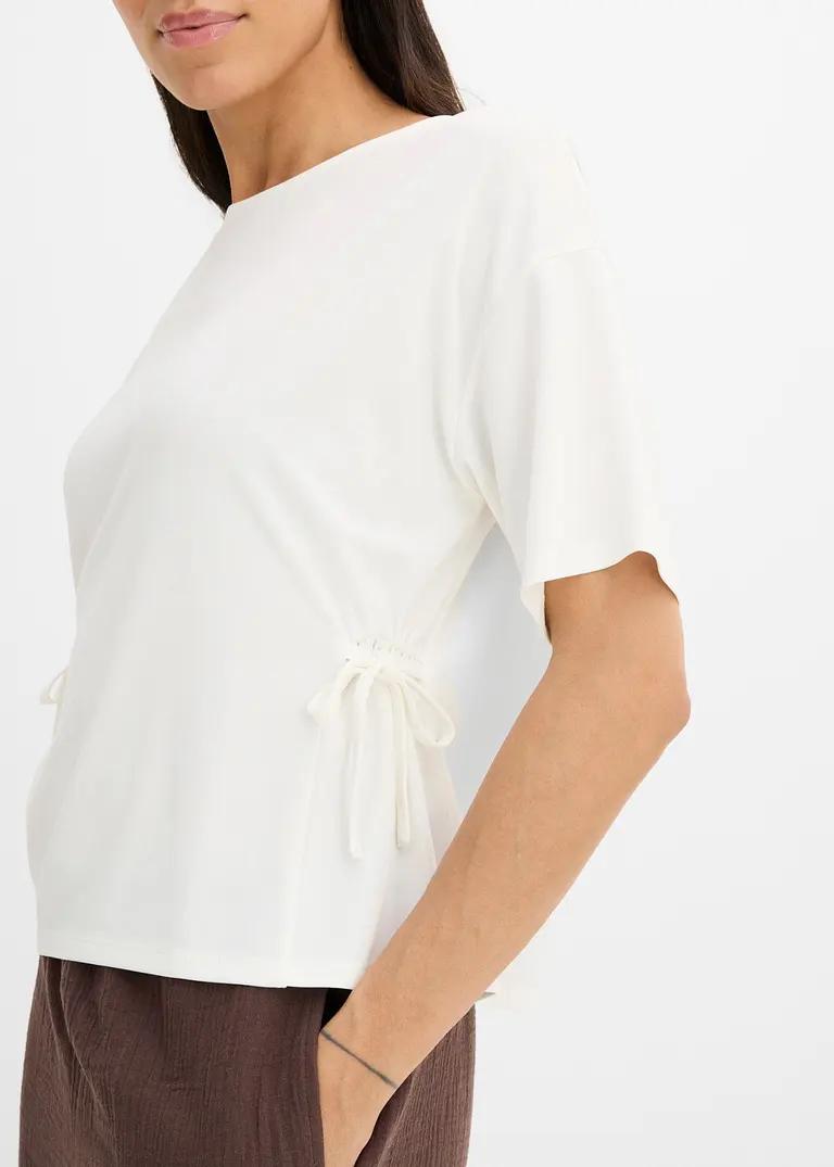 BLUZKA DAMSKA PLUS SIZE Z OKRĄGŁYM DEKOLTEM I KRÓTKIM RĘKAWEM