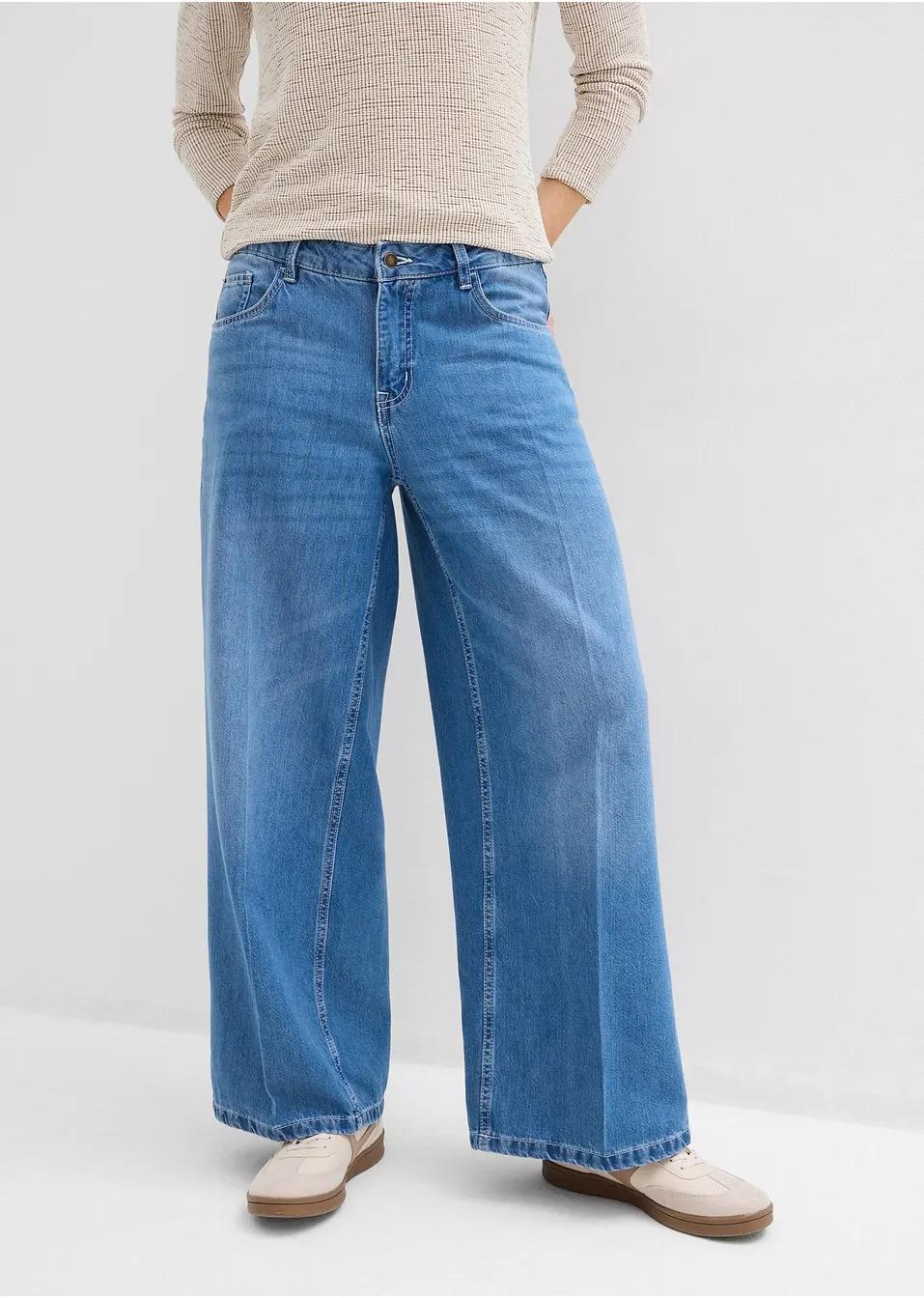 NIEBIESKIE SPODNIE JEANS SZEROKIE NOGAWKI 