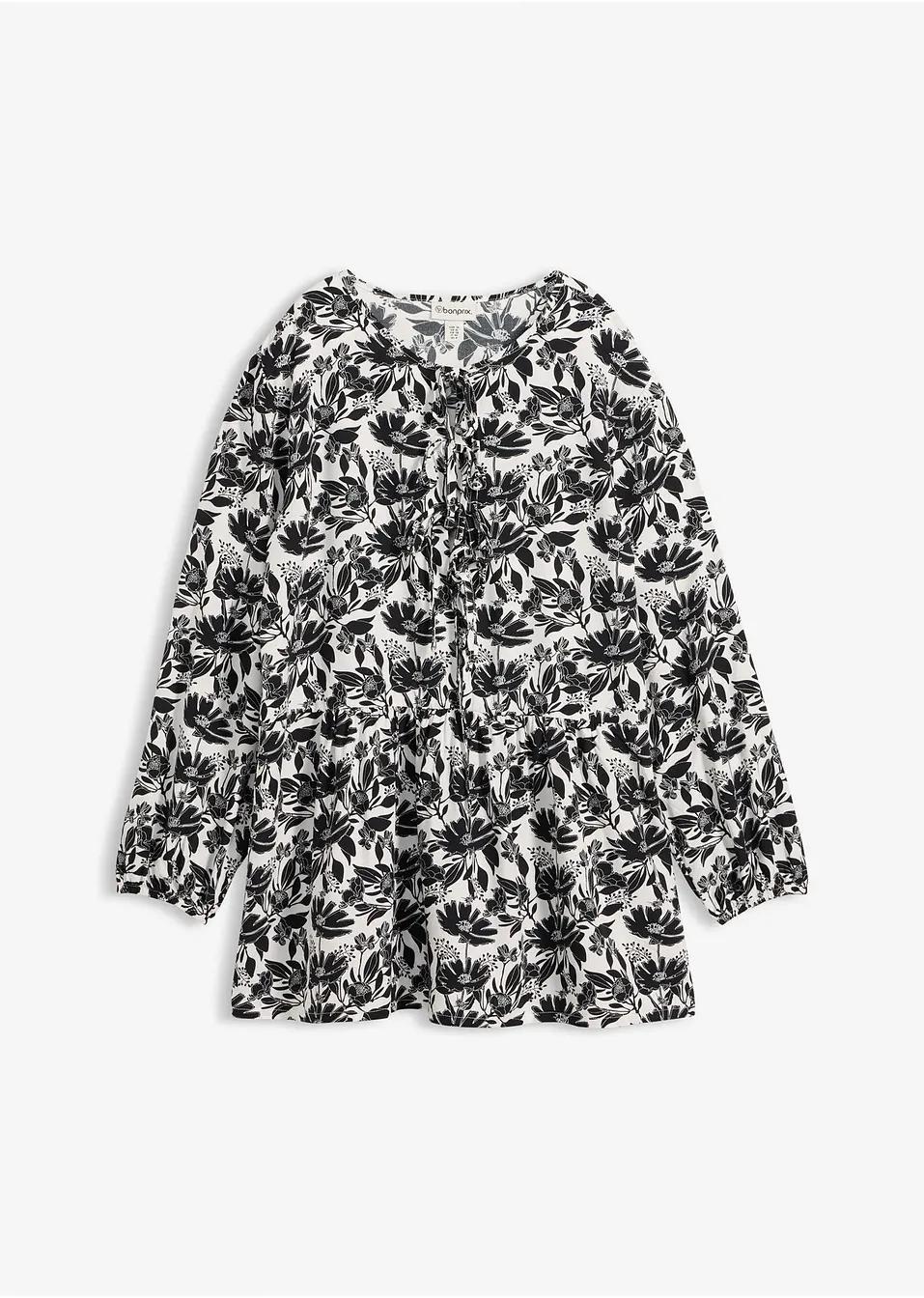 TUNIKA DAMSKA PLUS SIZE Z KOŁNIERZYKIEM I DŁUGIM RĘKAWEM