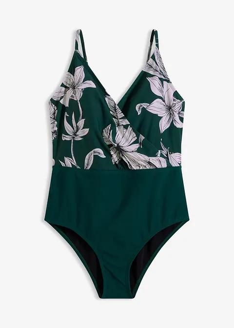 STRÓJ KĄPIELOWY JEDNOCZĘŚCIOWY DAMSKI PLUS SIZE WZÓR ROŚLINNY
