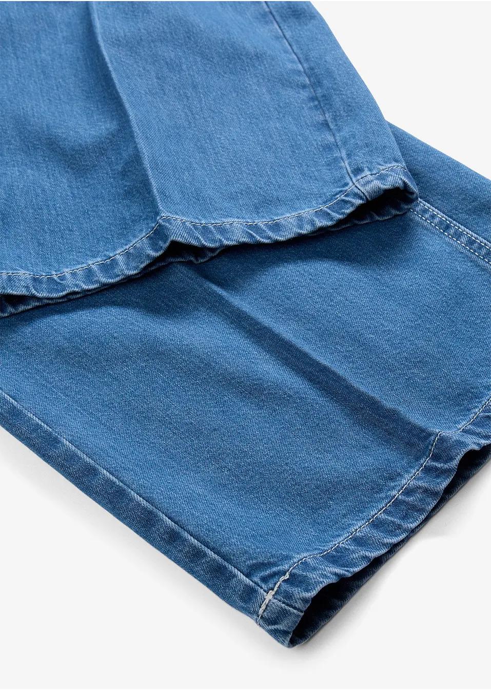 NIEBIESKIE SPODNIE JEANS SZEROKIE NOGAWKI 