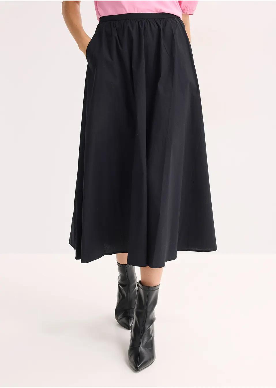 SPÓDNICA MIDI ROZKLOSZOWANA PLUS SIZE BAWEŁNA