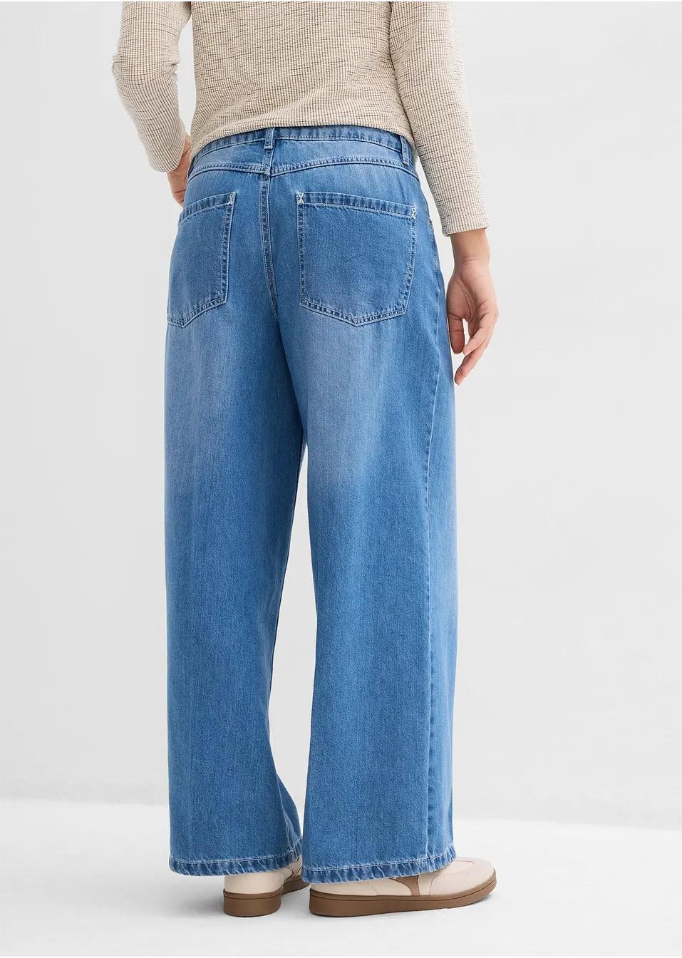 NIEBIESKIE SPODNIE JEANS SZEROKIE NOGAWKI 
