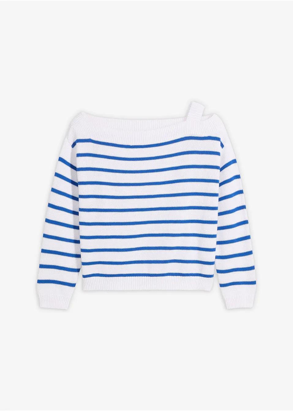 SWETER DAMSKI BAWEŁNIANY Z ODKRYTYMI RAMIONAMI