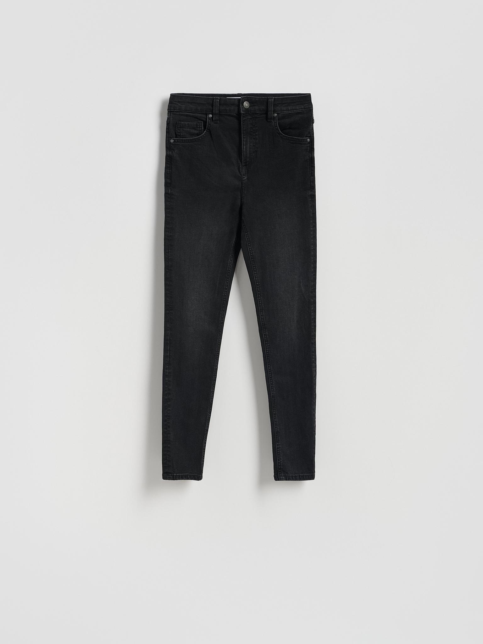 spodnie jeans rurki wysoki stan